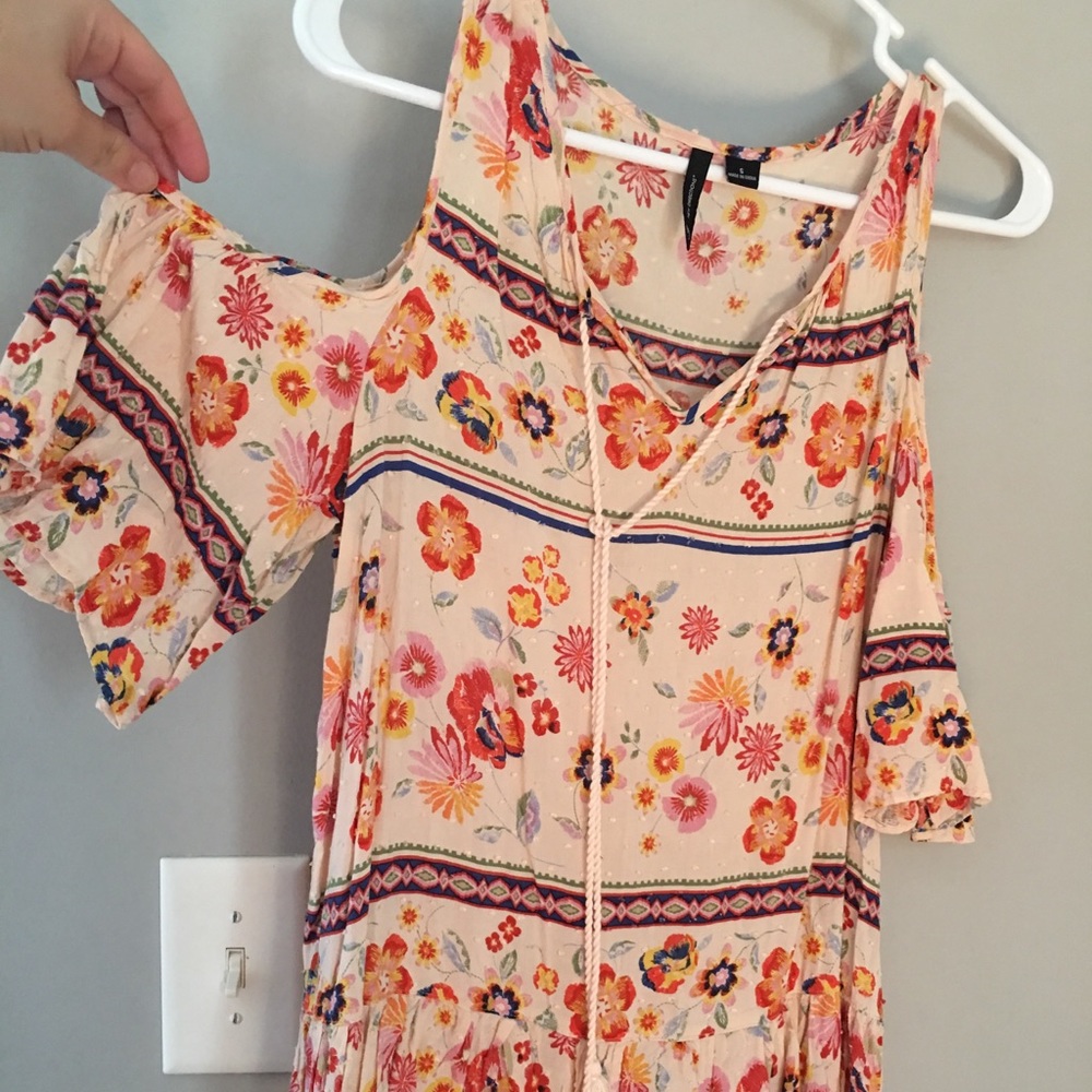 Colorful boho cold shoulder top